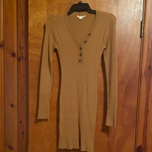 Aeropostale Tan Long Sleeve Ribbed Dress